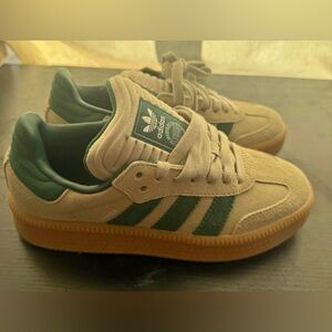 Adidas Platform Sneakers in Tan and Dark Green